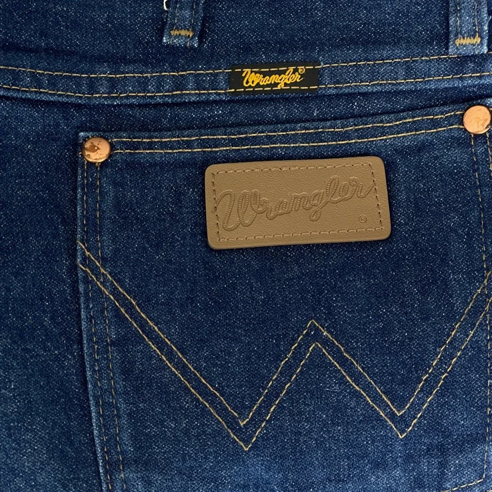 VTG Wrangler Cowboy Cut Slim Jeans 35x32 Dark Wash Denim‎ Blue High Rise 936DEN